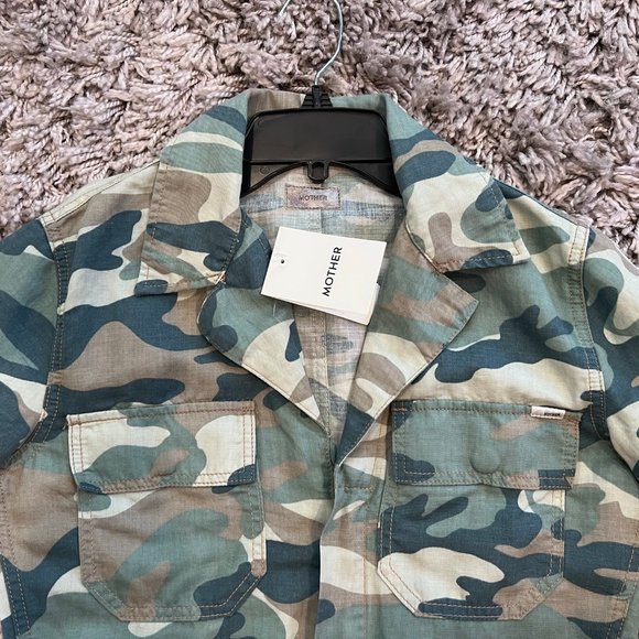 $245 MOTHER DENIM THE FIXER SHORT ROMPER SIZE S SMALL CAMO - Picture 5 of 6